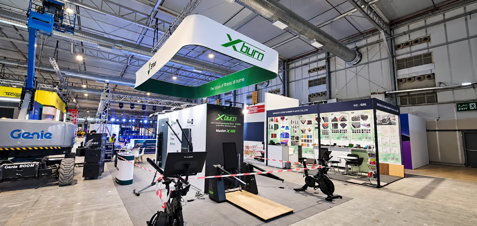 Xburn exhibition booth production and installation at FIBO Arabia 2026 in Riyadh by Zonex Events Production